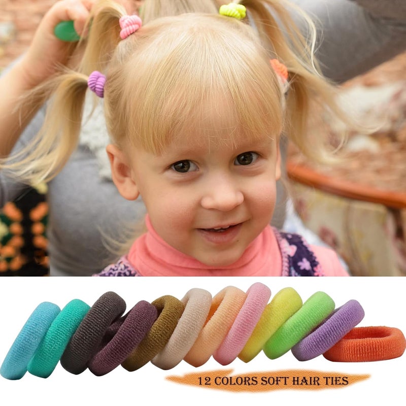 WillingTee 120 Pcs Baby Hair Ties, Cotton Toddler Hair Ties for Girls and Kids, Multicolor Small Seamless Hair Bands Elastic Ponytail Holders,Spring Color - Image 5